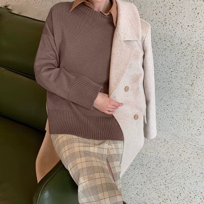 Cashmere Elegant Women Sweater Oversized Knitted Basic Pullovers O Neck Loose Soft Female Knitwear Jumper
