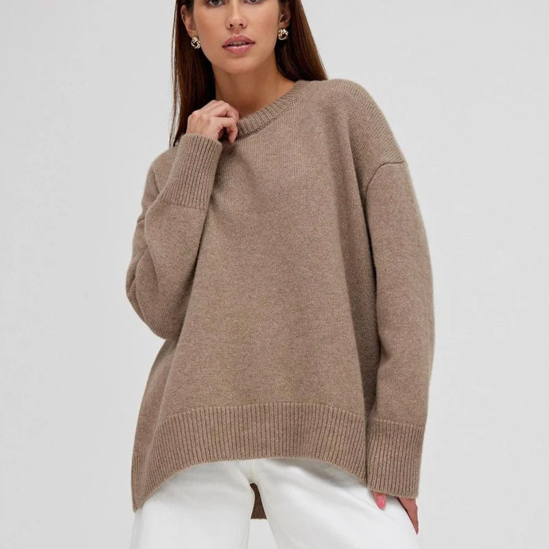 Cashmere Elegant Women Sweater Oversized Knitted Basic Pullovers O Neck Loose Soft Female Knitwear Jumper