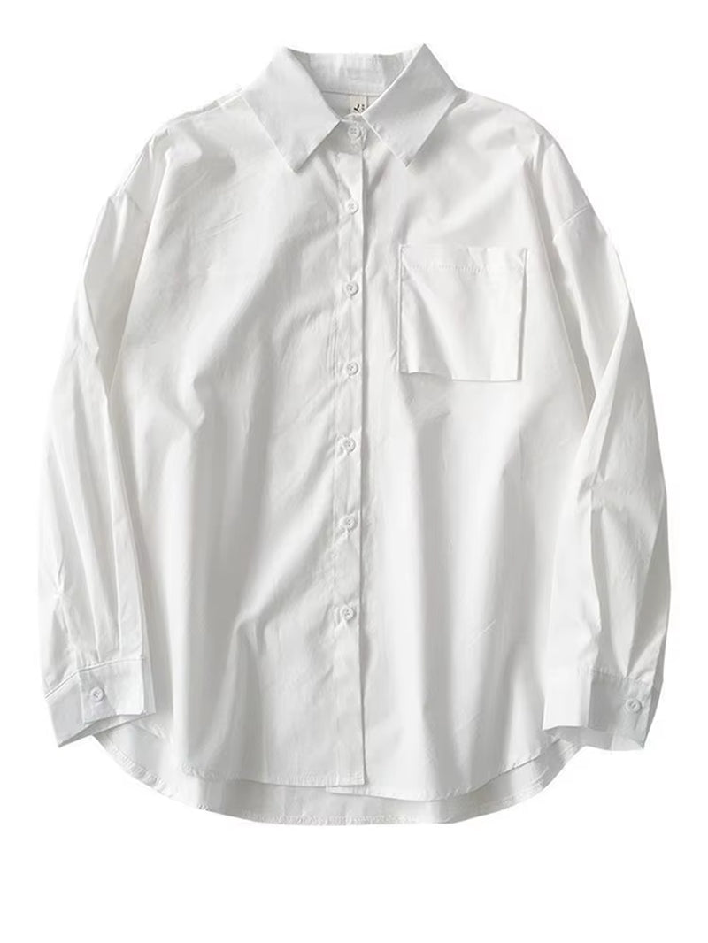 White Women School Shirts Fashion JK Preppy Style Spring Japan Long Sleeve Girls Black Shirt Harajuku Button up Ladies Tops