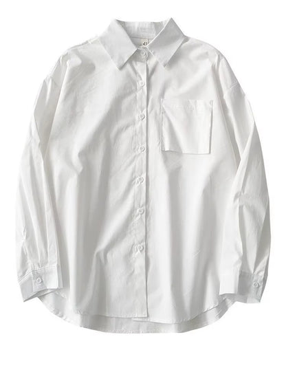 White Women School Shirts Fashion JK Preppy Style Spring Japan Long Sleeve Girls Black Shirt Harajuku Button up Ladies Tops