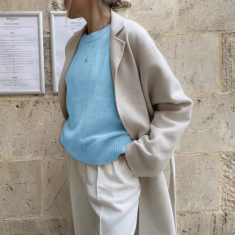 Cashmere Elegant Women Sweater Oversized Knitted Basic Pullovers O Neck Loose Soft Female Knitwear Jumper