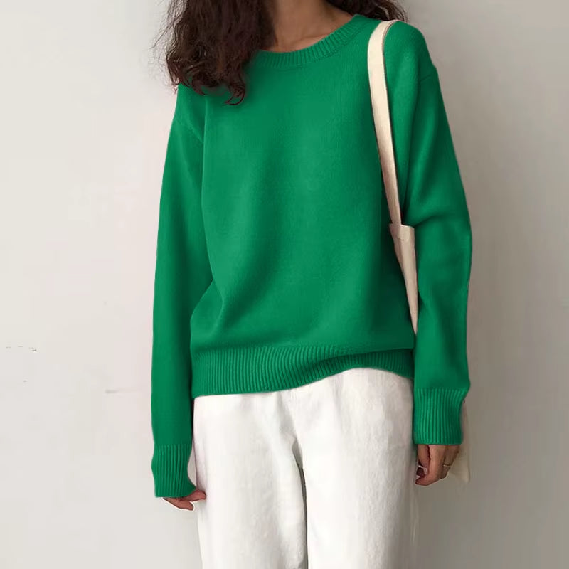Cashmere Elegant Women Sweater Oversized Knitted Basic Pullovers O Neck Loose Soft Female Knitwear Jumper