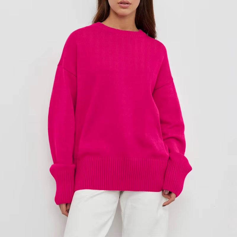Cashmere Elegant Women Sweater Oversized Knitted Basic Pullovers O Neck Loose Soft Female Knitwear Jumper