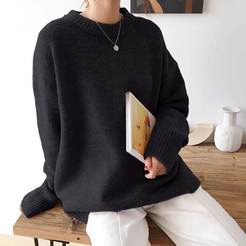 Cashmere Elegant Women Sweater Oversized Knitted Basic Pullovers O Neck Loose Soft Female Knitwear Jumper