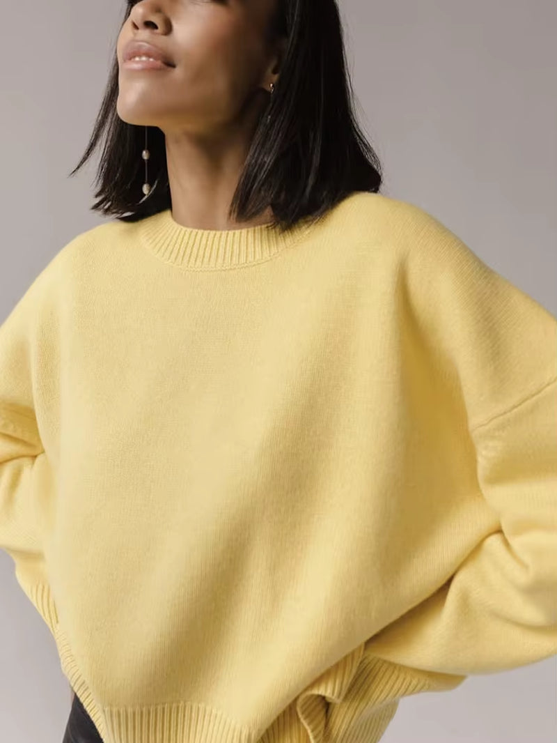 Cashmere Elegant Women Sweater Oversized Knitted Basic Pullovers O Neck Loose Soft Female Knitwear Jumper