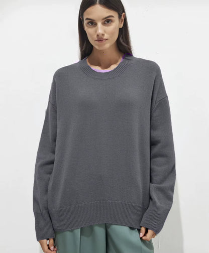 Cashmere Elegant Women Sweater Oversized Knitted Basic Pullovers O Neck Loose Soft Female Knitwear Jumper